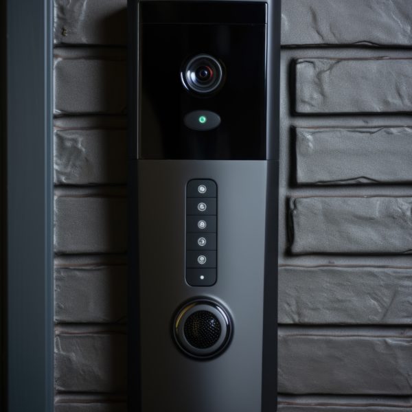 video camera is securely mounted side brick wall this versatile image can be used depict surveillance security technology monitoring concepts scaled