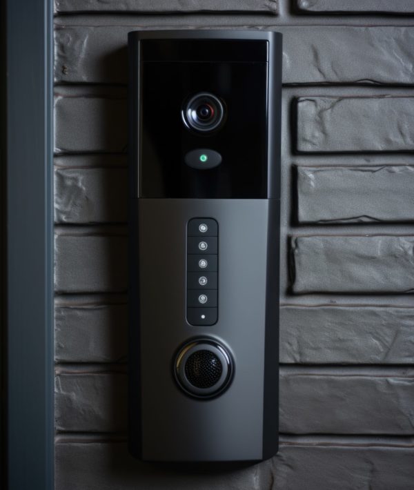 video camera is securely mounted side brick wall this versatile image can be used depict surveillance security technology monitoring concepts scaled