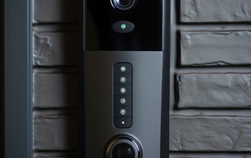video camera is securely mounted side brick wall this versatile image can be used depict surveillance security technology monitoring concepts scaled